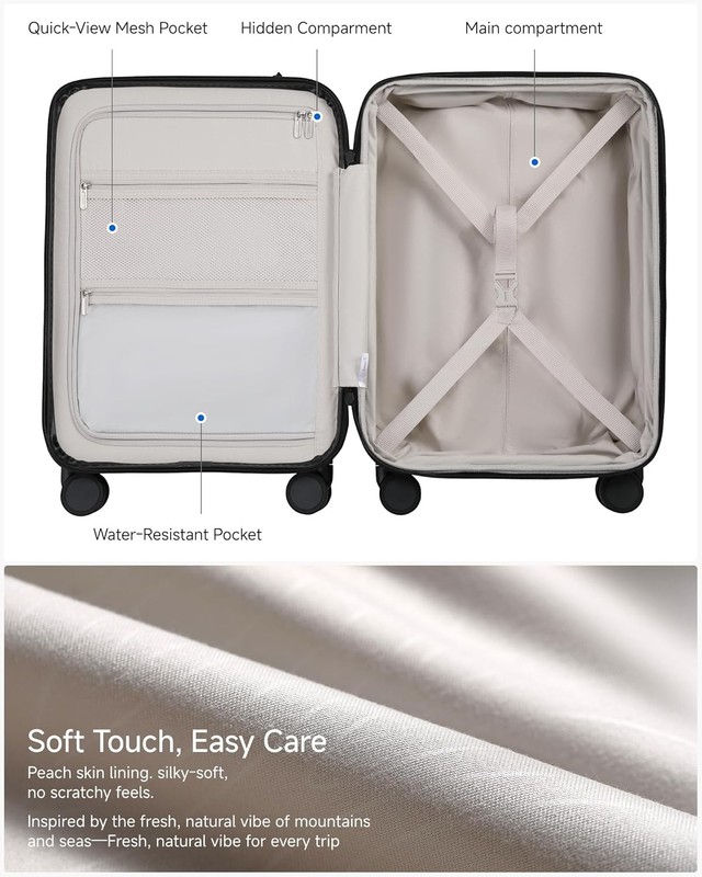 20 Inch Carry On Luggage Expandable Polycarbonate Suitcase with Front Pocket gallery
