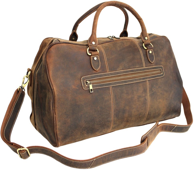 Weekender Bag, Large Genuine leather Travel Duffel Bag Carry on Overnight Bag