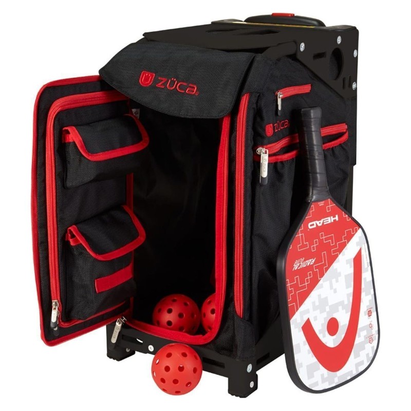 Zuca Pro Rolling Pickleball Professional Trim Black Frame Sport Bag (Red)