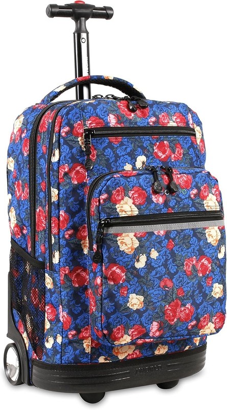 Durable J World 20 Inch Roller Backpack with Laptop Compartment - Vintage Rose gallery