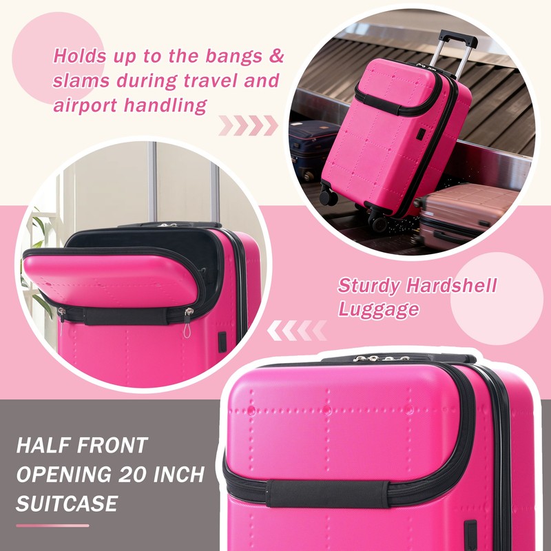5P ABS 20" 24" 28" Expandable Hardshell Luggage Set USB Port Duffel Toiletry Bag gallery