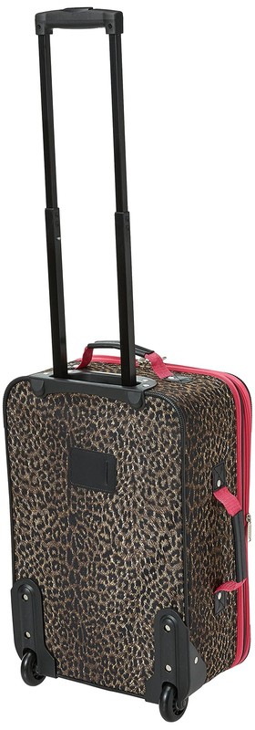 Pink Leopard 2 Piece Set Expandable Luggage Suitcase with Tote Bag gallery
