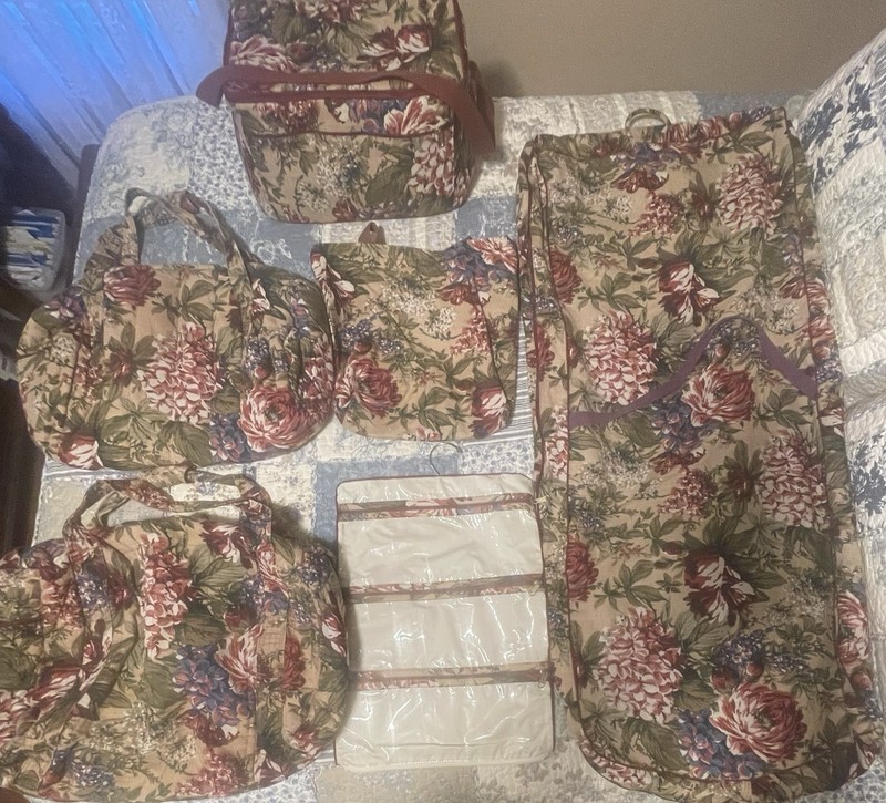 VTG Lot 6 Travel Set Gloria Rae Floral Duffel & Garment Bags Cottagecore Granny