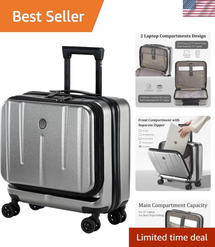 Compact 16-Inch Business Luggage with Adjustable Handle & Multiple Compartments