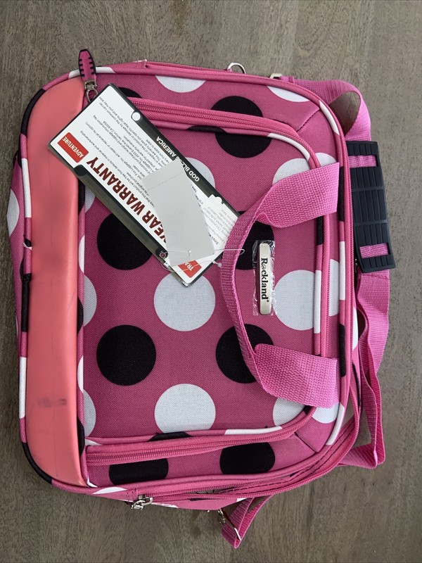 Double Handle 14 Inch Tote Pink Dots Fox Luggage,Rockland NWT