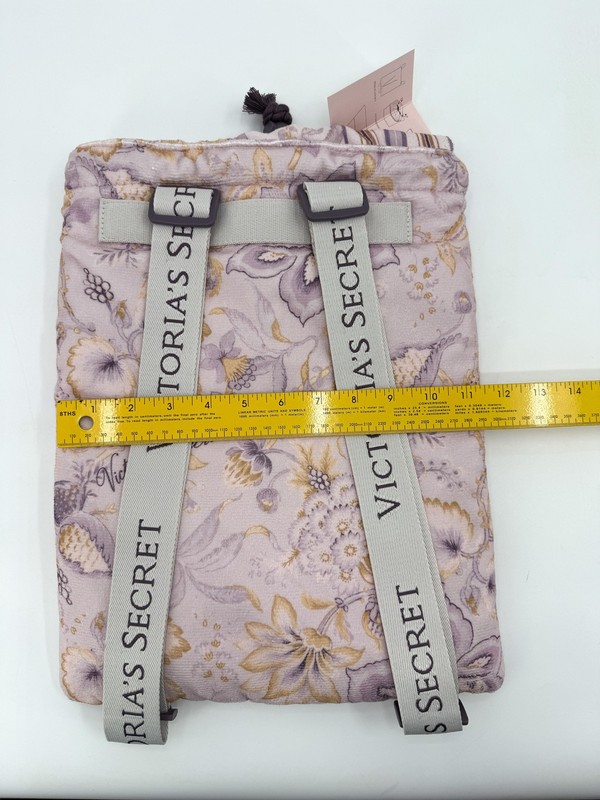 Victoria's Secret Packable Floral Backpack Drawstring Straps Lilac Beach Straps gallery