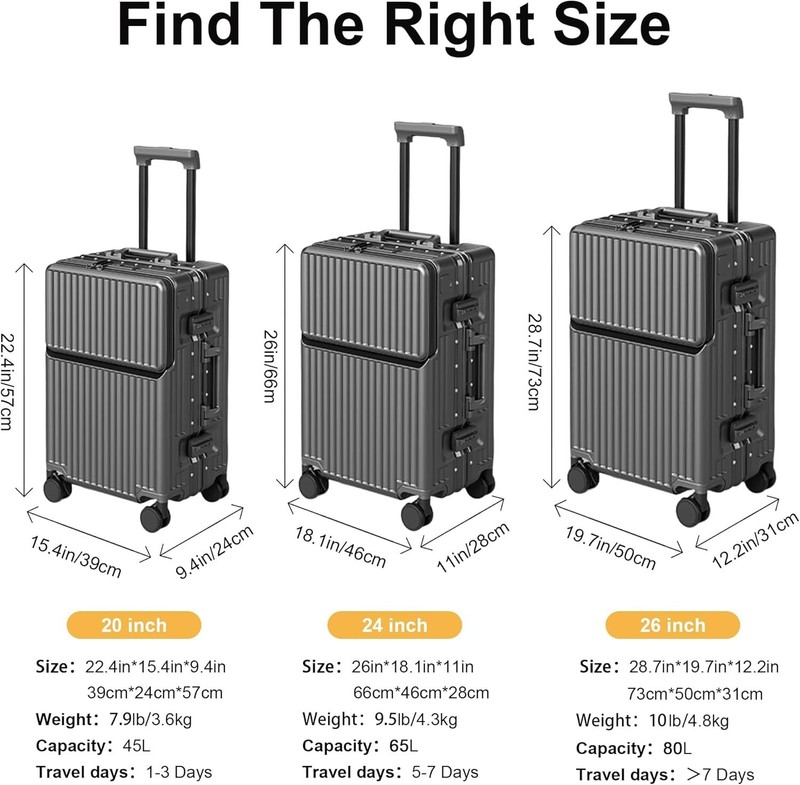 Zipperless 24" Expandable Hardshell Carry-On Luggage with Spinner Wheels gallery