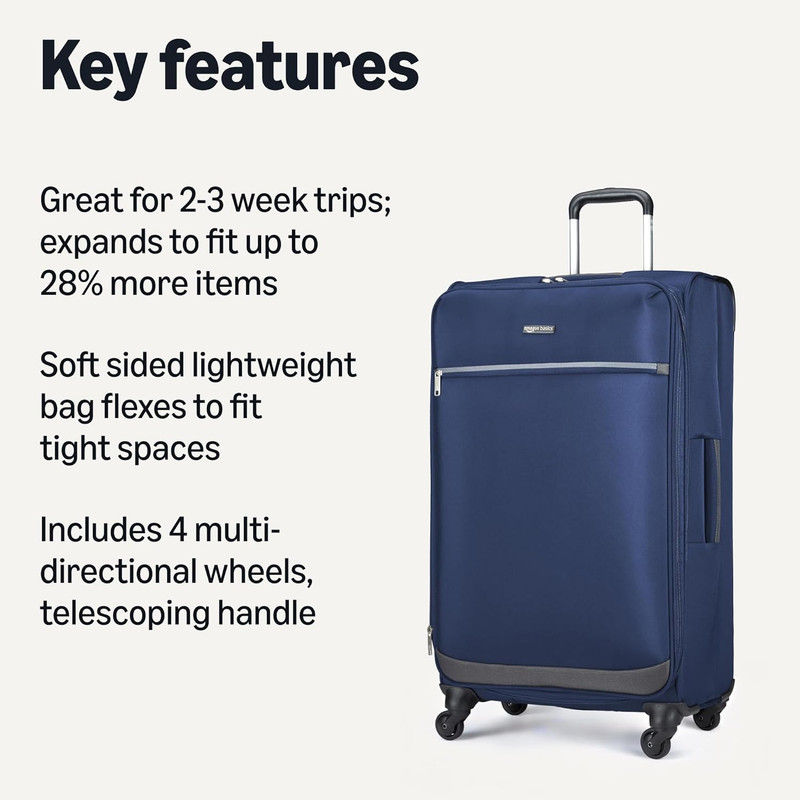 28" Large Checked Softside Expandable Suitcase with 360-Degree Multi-Directional gallery