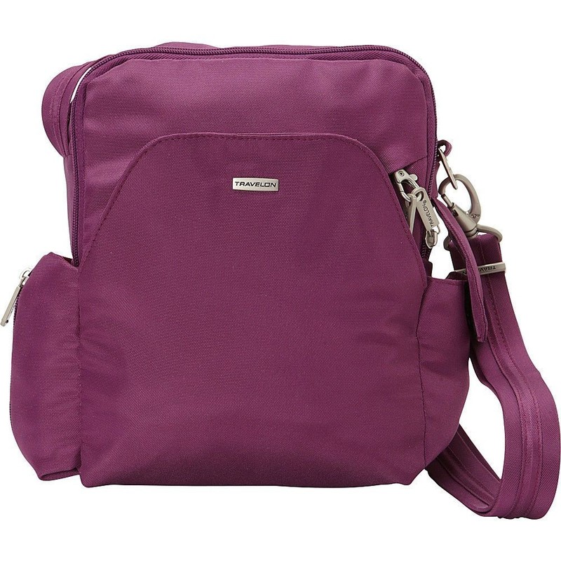 TRAVELON ANTI THEFT CLASSIC TRAVEL BAG RFID BLOCKING SYSTEM PURPLE