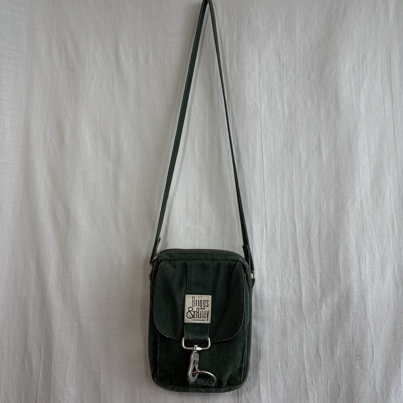 Vtg Briggs& Riley Half Moon Bay Green Unisex Canvas Crossbody Travel Utility Bag