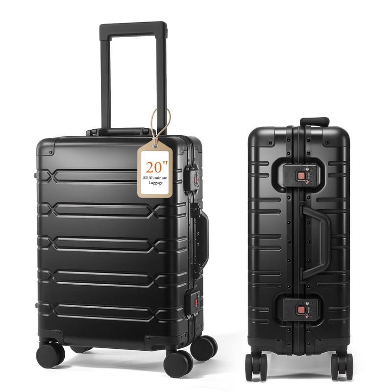 UrbanExplorer All Aluminum Carry On Luggage Hard Shell 20-Inch, Black