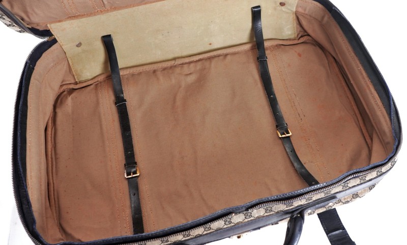 Authentic GUCCI Web GG Monogram Canvas Luggage Vintage Suitcase Italy Unisex gallery