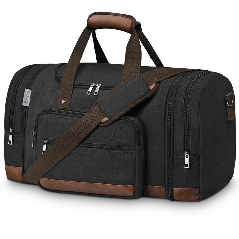50L Canvas Duffle Bag for Travel, Gym, Overnight, Expandable Carry On Luggage
