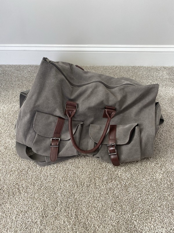 Canvas Garment Bag Convertible Weekender Duffle with Shoulder Strap