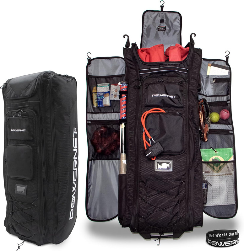 Powernet All Gear Transporter Baseball Travel Bag, Rolling Duffle with Wheels &