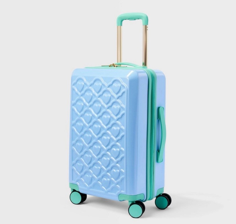 Embossed Heart Carry On Suitcase Light Blue – Roller Rabbit x Target new