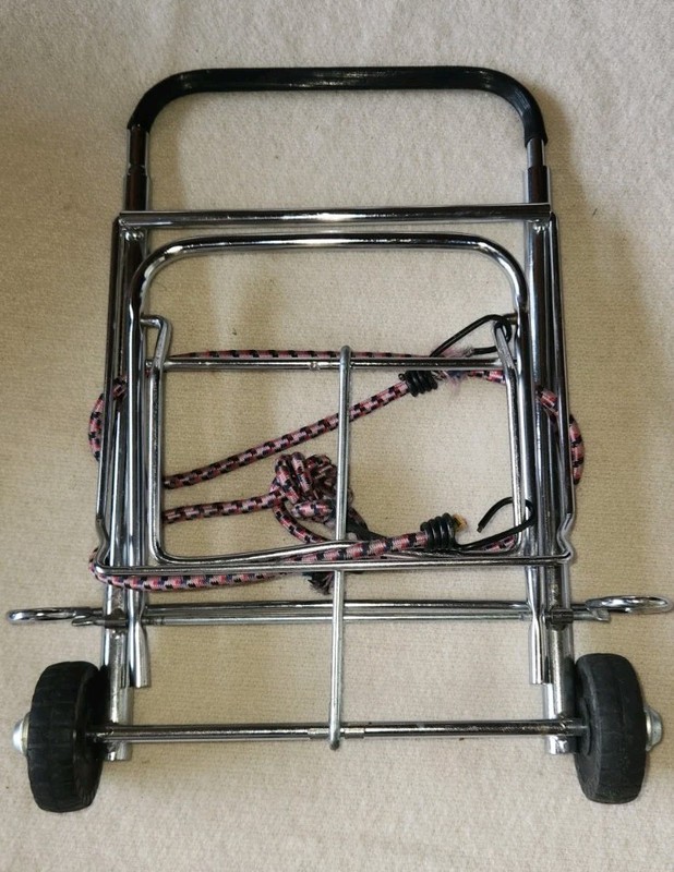 Small Collapsible Rolling Cart Tote Silver Metal Groceries Small Deliveries