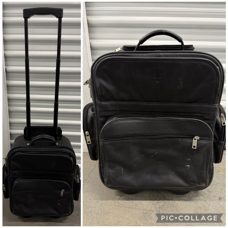 Frye Benchcrafted Black All Leather Rolling Carry On Luggage Padded Laptop Bag