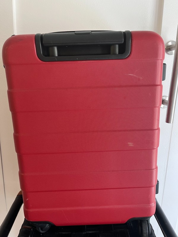 MUJI Red Adjustable Handle Hard Shell Carry-On Urethane Resin Suitcase Luggage gallery