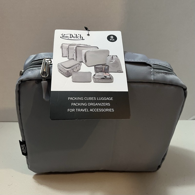 Von Dutch Packing Cubes Luggage Light Gray 8 Pieces Various Sizes, New Condition