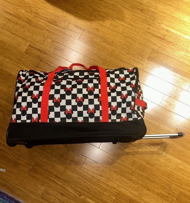 Disney Minnie Mouse Large Duffle Bag Rolling Luggage 30x14x18 NWT