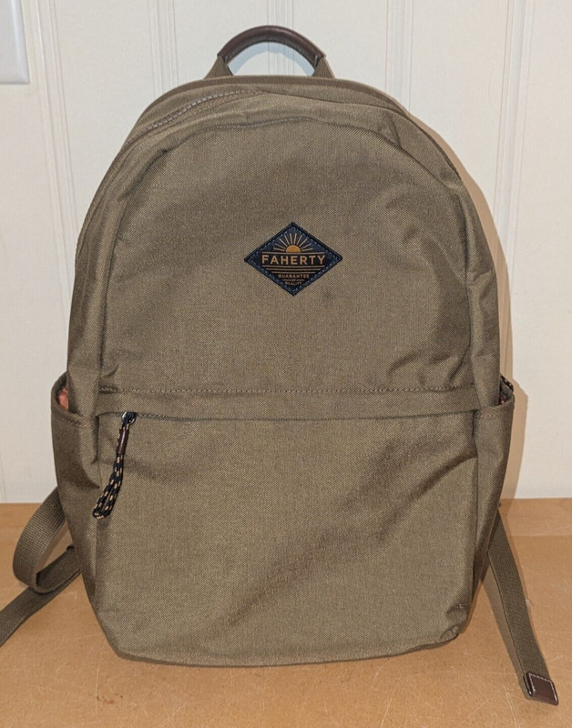 Faherty Latitude Canvas Backpack - Olive 18X12 Laptop Travel Carry On Pack 26L gallery