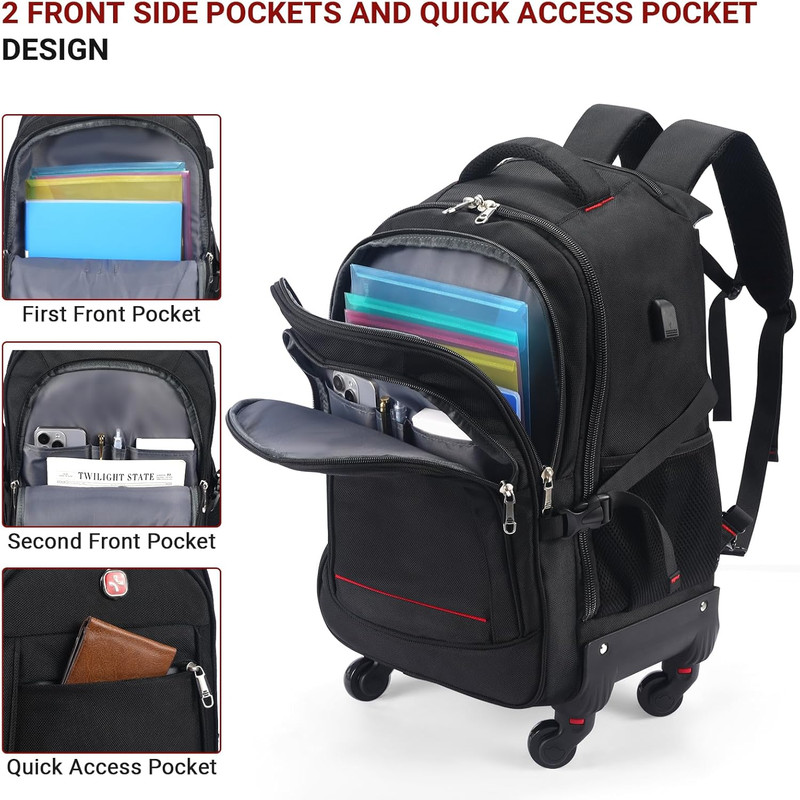Starcloud 4-Wheel Rolling Backpack 45L - 17.3" Laptop Carry-On for Travel gallery
