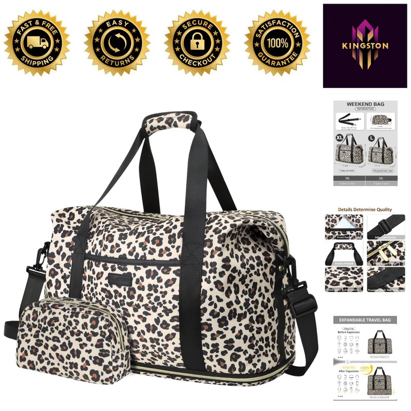 Leopard Print Lightweight Duffle Bag – Expandable Carry-On for All Adventures