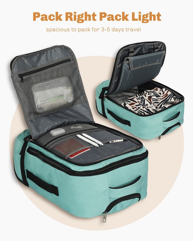 Hynes Eagle Rolling Backpack 42L Cabin Approved Carry on Upright Suicase Luggage gallery