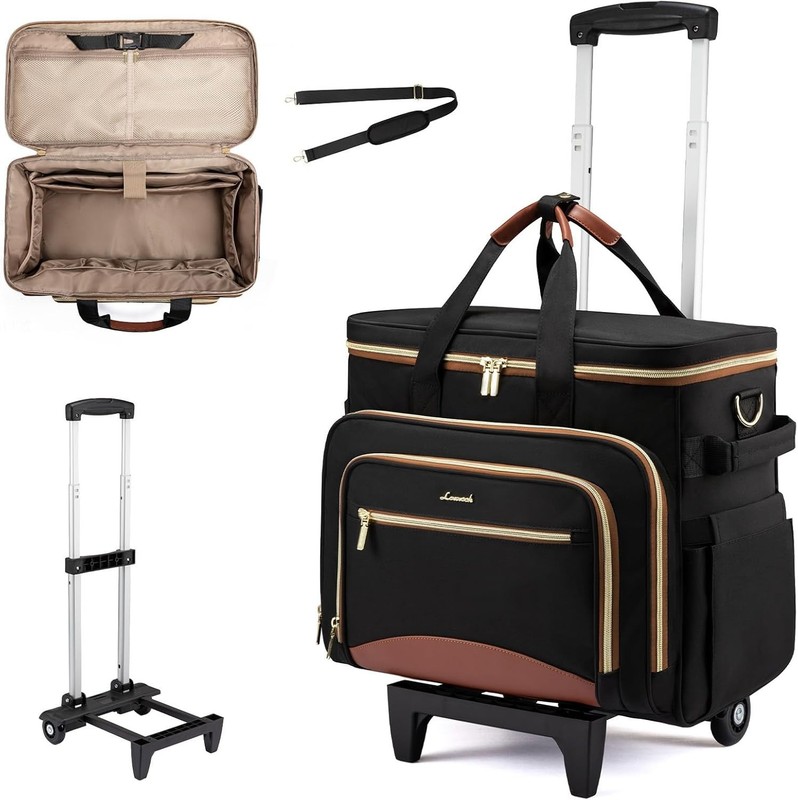Rolling Teacher Bag with Detachable Dolly and Laptop Compartment, Large Rolling