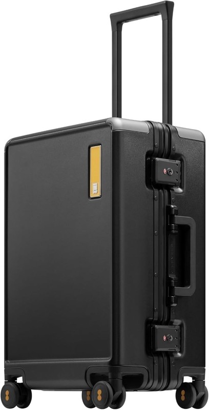 LEVEL8 Zipperless Carry On Suitcase 20 Inch Aluminum Black