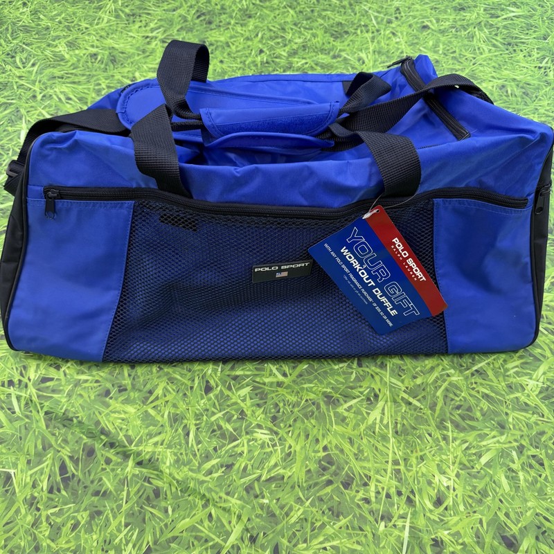 Polo Sport Ralph Lauren Blue Workout Duffle Gym Bag Nylon Travel Tote Carry