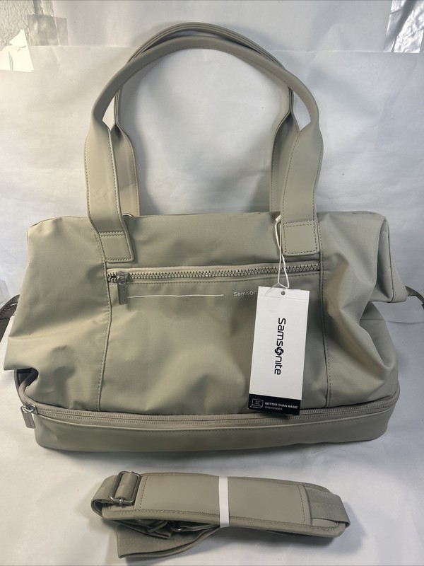 Samsonite Better than Basics Drop Bottom Weekender Duffle Limestone Grey READ ME