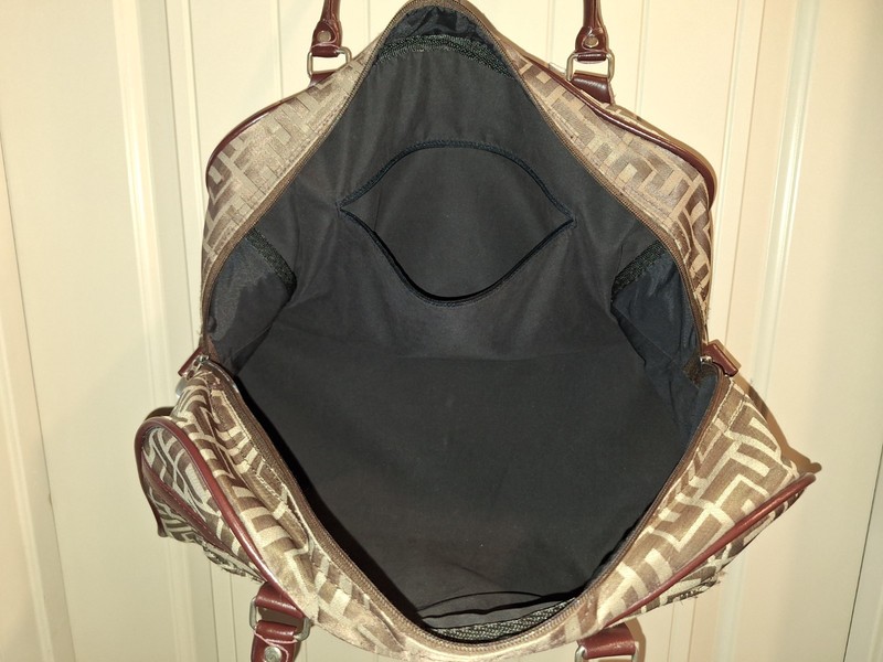 Large Brown Patterned Travel Duffel Bag Carry On Overnight Weekender gallery
