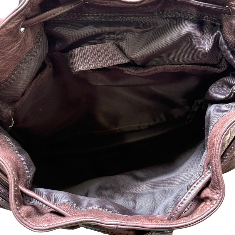 Vintage Brown Leather Rucksack Backpack 90’s Dark Shoulder Bag School Work gallery
