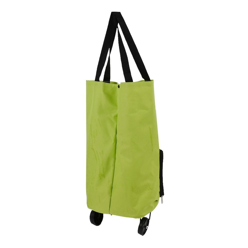 Polyester Portable Handy Foldable Bag Wheel Cart Trolley Green gallery