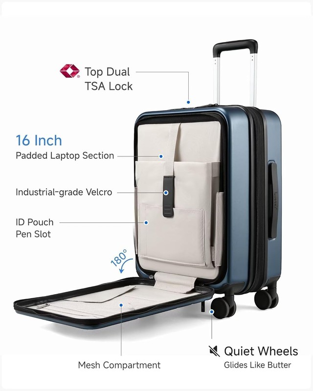 20 Inch Carry On Luggage Expandable Polycarbonate Suitcase with Front Pocket gallery