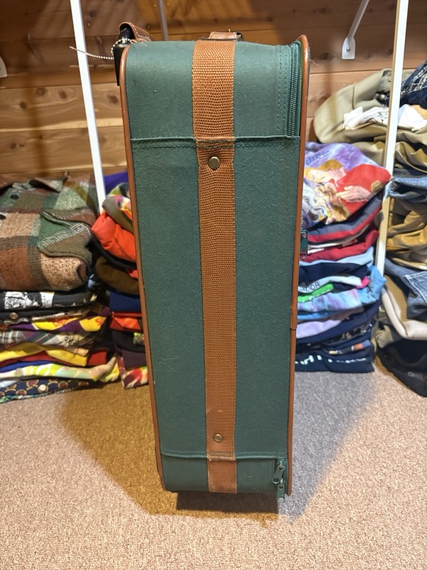 Polo Ralph Lauren Rolling Travel Bag Green Canvas Suitcase Luggage Vintage gallery