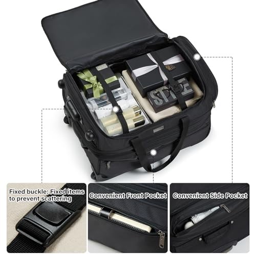 Large Expandable checked Luggage Suitcases with Wheels Foldable 22 Inch Black gallery