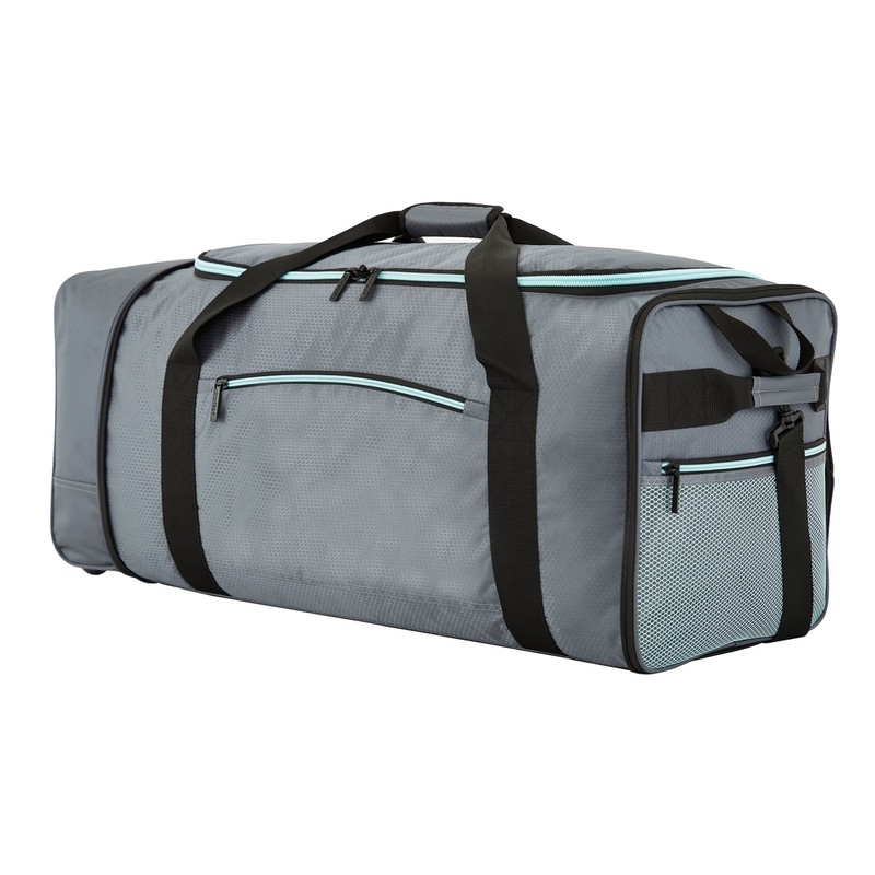 Protege 32 in Large Compactible Rolling Duffel Bag for Travel, Gray