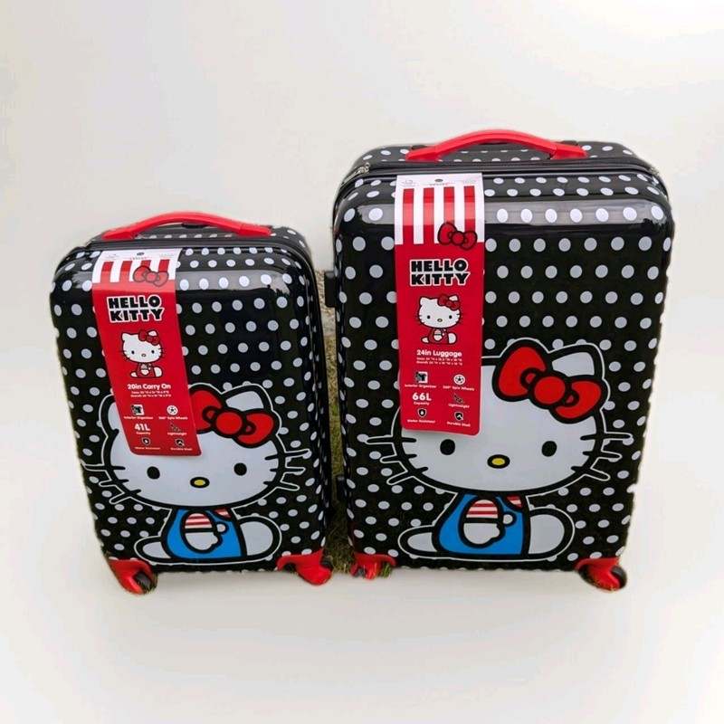 Hello Kitty Hard Shell Carry On Rolling Luggage Suitcase Two Piece 24″ & 20″