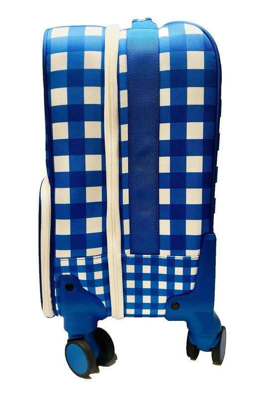NWT STATE Mini Logan Carry-On Suitcase Blue White Plaid Checkered Cherries-RARE gallery