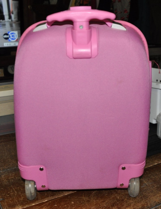 Sanrio Hello Kitty Hard Shell Rolling Carry On Luggage All Over Kitty Print EUC gallery