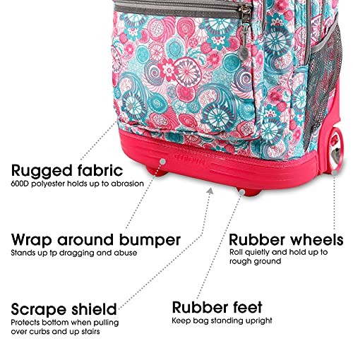 J World Sundance Laptop Rolling Backpack for Girls Boys Roller Bookbag, Blue gallery