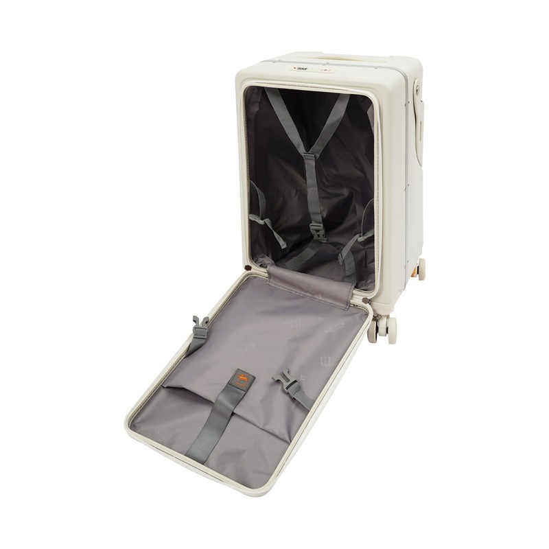 3-Digit Lock White Trolley Suitcase Spinner Luggage with Foldable Back Rest gallery