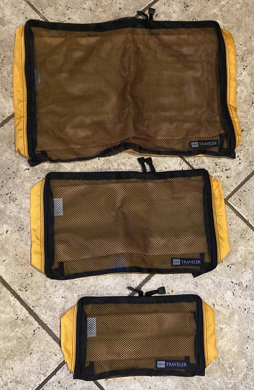 LL Bean Traveler Packing Cubes Lot of 3 Orange Black Mesh Zippered