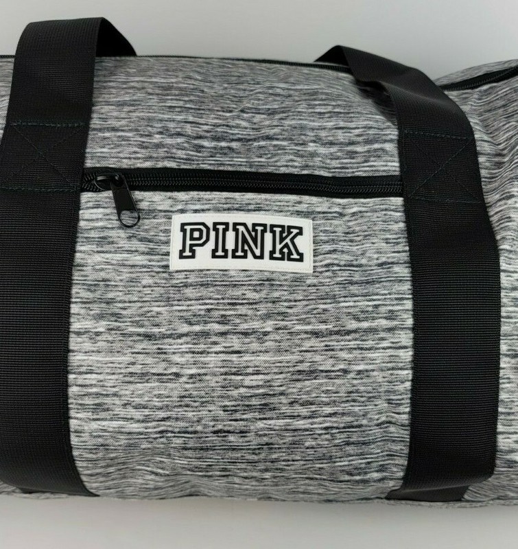 Victorias Secret Pink Womens Heathered Grey Duffel Travel Workout Gym Bag gallery