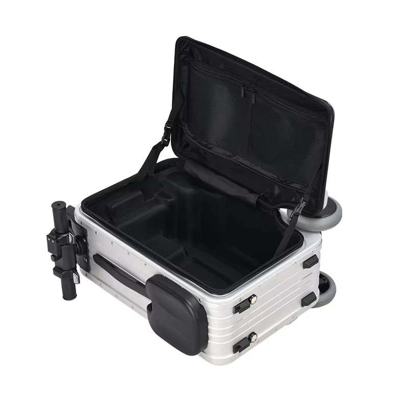 Silver Rideable Electric Carry-On Suitcase Night Light & Cup Holder RETAIL 1160$ gallery