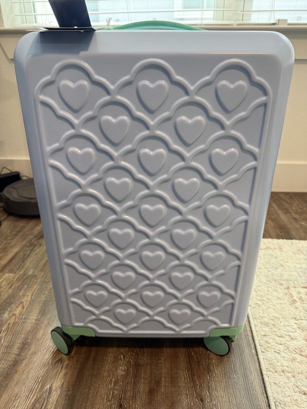 New - Roller Rabbit x Target - Embossed Heart Carry On Suitcase Light Blue gallery
