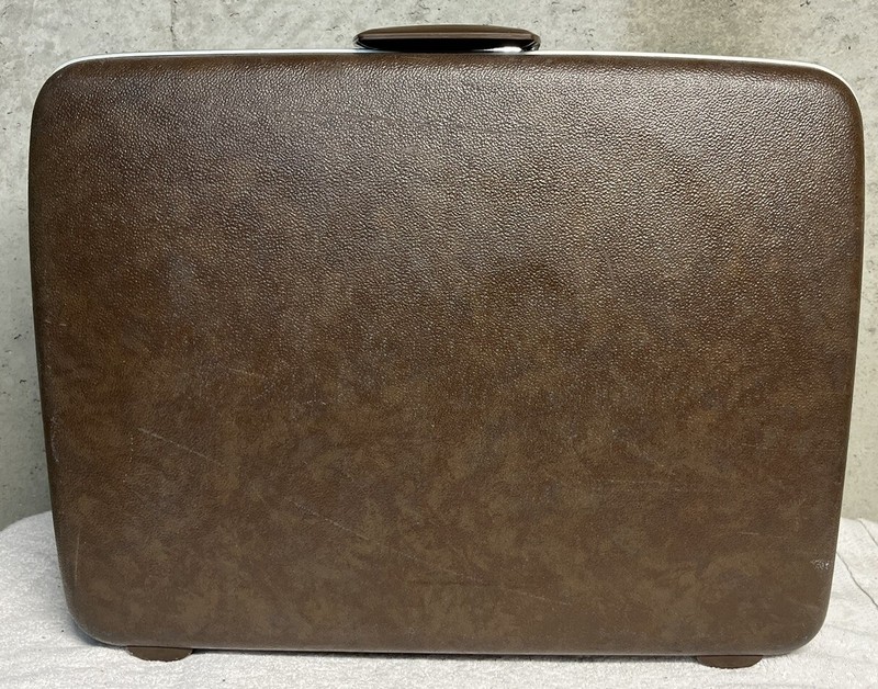 Vintage Samsonite Silhouette Hard Shell Suitcase Marble Brown 1970’s with Keys